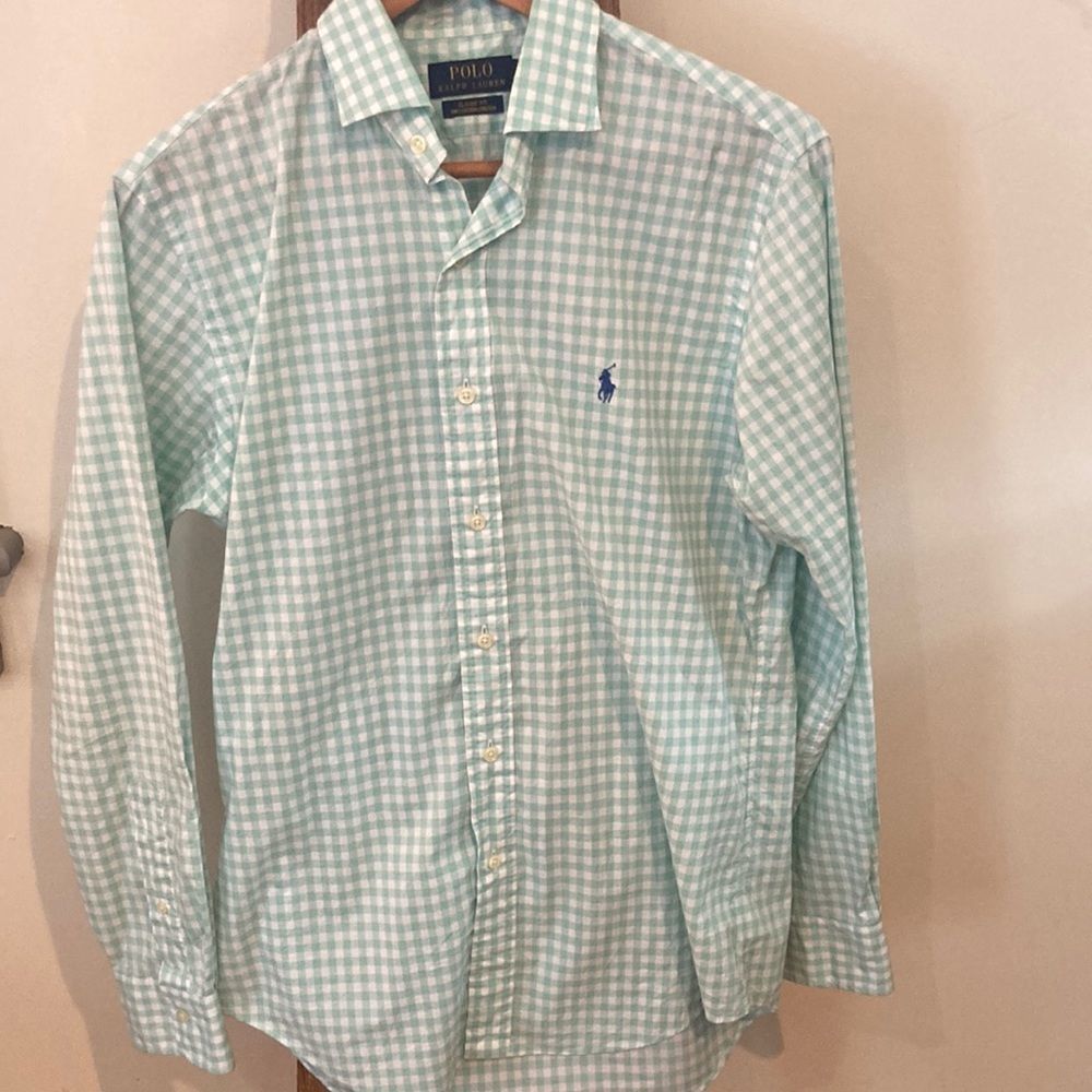 Polo by Ralph Lauren Green Checkered Dress Shirt
